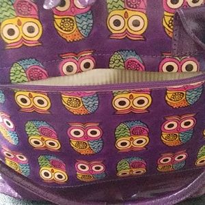 Purple Owl Handbag.   12inches long 5 1/2 inches wide and 12 inches high.